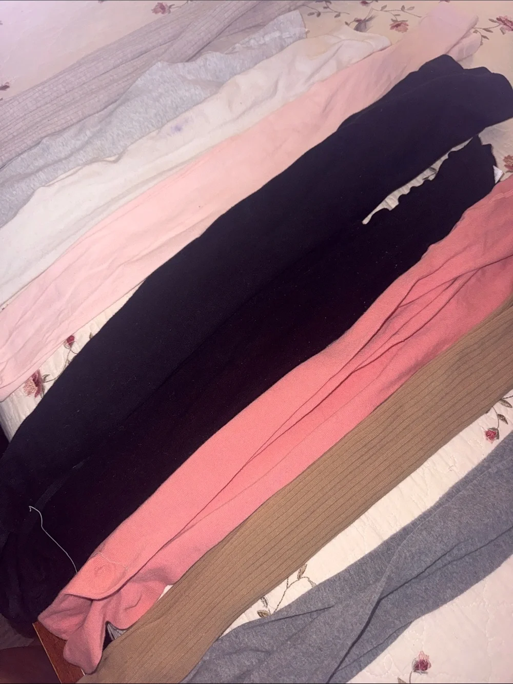 Girls Assorted Ribbed & Solid Thigh-High Socks - Pink, Black, Gray, White, Tan